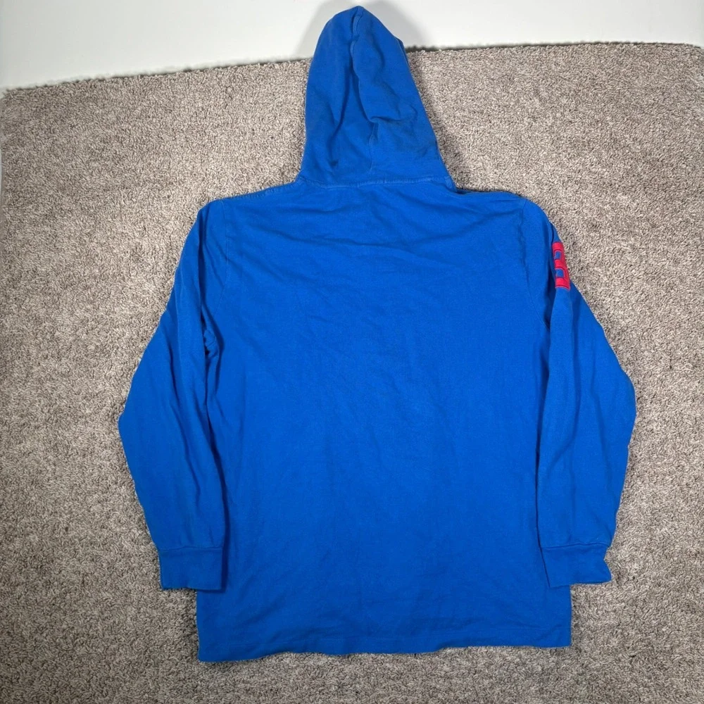 Polo Ralph Lauren Mens XL Blue Long Sleeve Big Pony Hooded‎ Henley Shirt 3 Patch